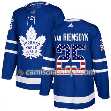 Camisola Toronto Maple Leafs James Van Riemsdyk 25 Adidas 2017-2018 Azul USA Flag Fashion Authentic - Homem